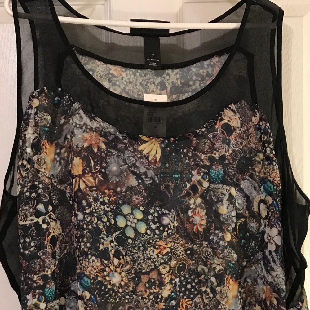 Sheer top graphic jewels Lane Bryant